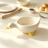 Cute White Goose Ceramic Dipping Sauce Dish, Ins Style Mini Seasoning Plate, Household Vinegar & Soy Sauce Dish for Hot Pot, Barbecue, Salad Dressing, Stackable Small Ceramic Tableware