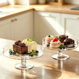 European Footed Glass Cake Stand with Dome Lid, New Chinese Style Dessert Display Tray, Buffet Fruit Pastry Dustproof Cover for Restaurant Tea Party