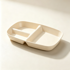 Wheat Straw 3 Compartment Divided Plate, 211 Healthy Portion Control Rectangular Tray, BPA Free Plastic Sectioned Dinner Plate, Eco Friendly Portion Control Dish Set for Weight Loss